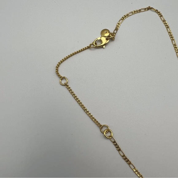 Madewell Gold Tone Charm Necklace Circle Square Basic Preppy Minimalist Neutral - Picture 7 of 9